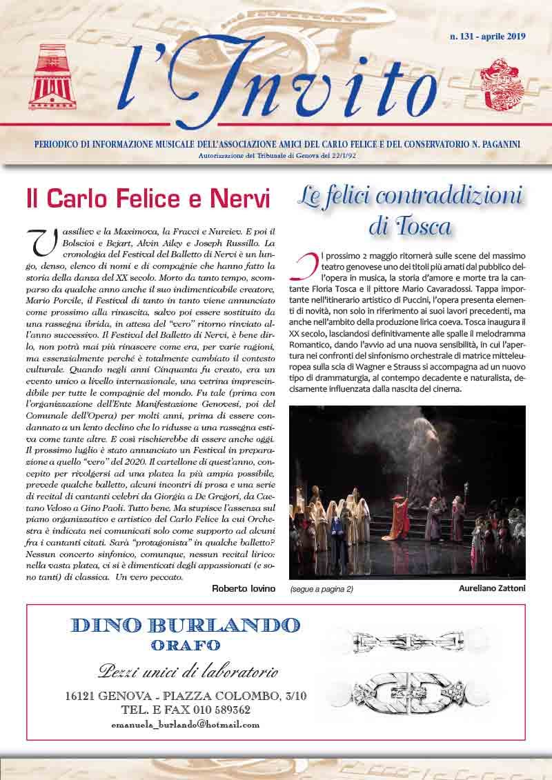 Copertina de L'Invito n 131 di aprile 2019